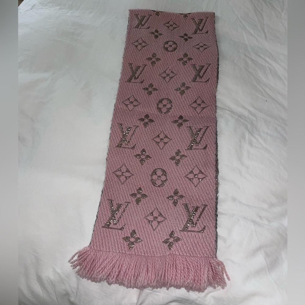 Pink and metallic Louis Vuitton scarf